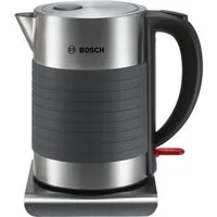 BOSCH Wasserkocher TWK7S05, Abschaltautomatik, Überhitzungsschutz, Dampfstopp-Automatik, 1,7 l, 2200 W, einfache Reinigung, 1,7 L, 2200 W, schwarz/grau