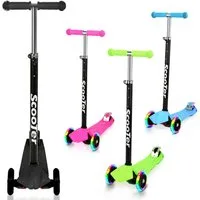 Clanmacy Scooter Kinderroller Tretroller mit 3 LED-Rädern Höhenverstellbar & Klappbar