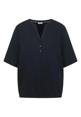 CECIL - Kurzarm Bluse mit Split Neck universal blue - Gr. - M