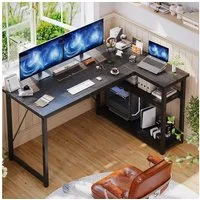 HOMALL Eckschreibtisch 100/120L Form mit Ablagefächern, 2 Tier DIY Lagerregalen Computertisch (L-formiger Schreibtischumit Regal,100/120/140/160cm,Geeignet fur Burotisch, Arbeitszimmer, Schlafzimmer), Schreibtisch,PC Tisch,Heimbüro