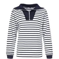 modAS Langarmshirt 22006 Damen Troyer-Shirt Maritim mit Streifen - Streifenshirt aus Baumwolle