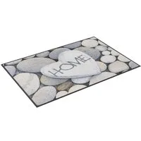 wash+dry by Kleen-Tex Fußmatte Pebble Stones, rechteckig, Höhe: 7 mm, Schmutzfangmatte, Motiv Kieselsteine, mit Spruch, rutschhemmend