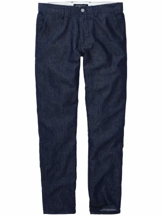 Mey & Edlich Herren Sommer-Denim-Chino Blau 65 % Baumwolle, 35 % Leinen