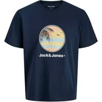 Jack & Jones Rundhalsshirt Jack&Jones Übergrößen T-Shirt Print navy JJPERRY
