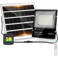 Aigostar Flutlichtstrahler Solar LED Strahler Außen mit Große Solarpanel,5 m Kabel,Ajustable,IP66, LED fest integriert, 3000k, 4000k, 6500k
