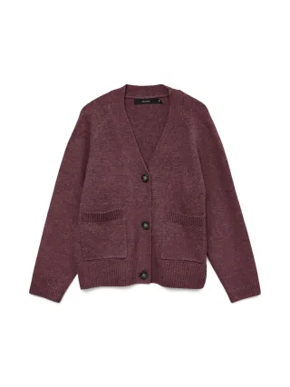 VERO MODA - VMBOOM LS V-NECK BUTTON CARDIGAN GA NOOS Windsor Wine - Gr. - XS