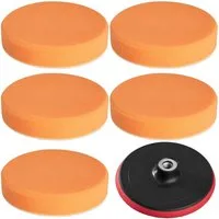 tectake Polierschwamm 6-teiliges Polierschwamm-Set, (1 St), 5 Polierschwämme 150 mm