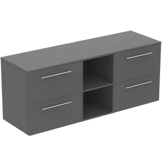 Ideal Standard Möbel-Set 160cm i.life B 4 Auszüge 2 mi.off.Fächer Gr.Chrom QuarzgrauMatt, T5844NG T5844NG