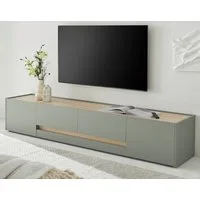 Furn.Design Lowboard Center (Großer TV Unterschrank in Salbei Grün und Eiche, Breite 223 cm), mit viel Stauraum