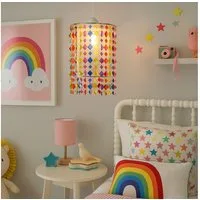 etc-shop LED-Hängeleuchte, Leuchtmittel inklusive, Warmweiß, Decken Pendel Lampe Kinder Zimmer Textil Kristall Hänge