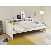 OTTO home Jugendbett KERO, Daybed, Stauraumbett, platzsparend, Stauraum, 90x200cm, zertifiziertes Massivholz, mit Ablagefächern, Schublade optional