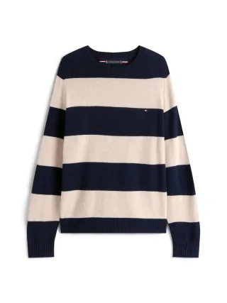 Tommy Hilfiger - Pullover aus reiner Wolle beige/blau - Gr. - XL