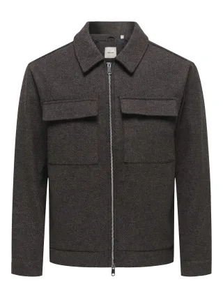 ONLY&SONS - ONSRUSH WOOL JACKET OTW FRML NOOS Dark Grey Melange - Gr. - L