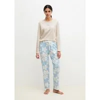 Marc O'Polo Pyjamahose Mix N Match Cotton mit floralem Print, Gummizug und Bindeband