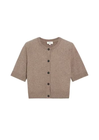 s.Oliver Red Label - Kurzarm-Strickjacke braun - Gr. - 34