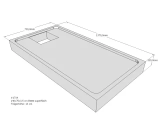 Neuesbad Wannenträger für Bette superflach 140x75x3,5 SD22761