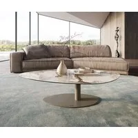 DELIFE Couchtisch Edge, Organisch 140x76 cm Keramik Minas Melange Vibany Metall Effektfinish T
