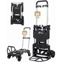 Sekey Sackkarre Alu 2-in-1 Sackkarre Klappbar Transportwagen bis zu 150 kg Tragkraft, Alu Plattformwagen mit Bremse, Ergonomischem Griff