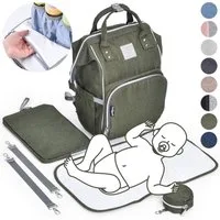 Daliya® Wickeltasche PAKMI Wickelrucksack, Kinderwagentaschen, Mamabag (Set, 5-tlg., Befestigungsriemen), Thermofächer, Schnuller Aufbewahrung, Wickelunterlage, hochwertig