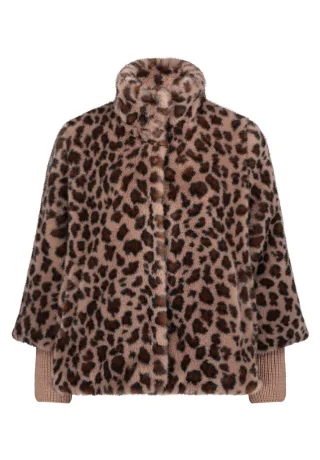 Betty Barclay - Webpelzjacke Animal-Print braun - Gr. - 36