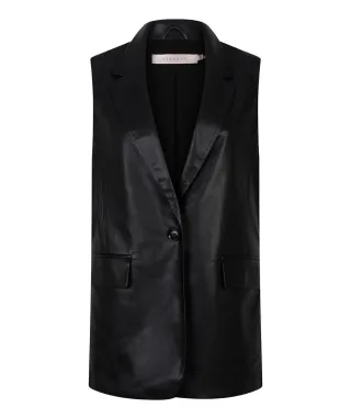 Esqualo - Weste aus veganem Leder schwarz - Gr. - 36