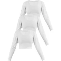 Janice Langarmshirt 3 x Damen crop Langarmshirt Nerja Kurzer Pullover aus Baumwolle