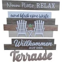 Deko-Impression Wanddekoobjekt Schild "Nimm Platz" Willkommen auf der Terrasse. Geschenk 37 cm (1 St)