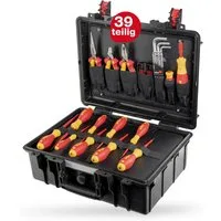 Wiha Werkzeugkoffer Basic Set L (45257) - 39 tlg., VDE-zertifiziert, Grundaustattung für Elektriker, robuste Aufbewahrung