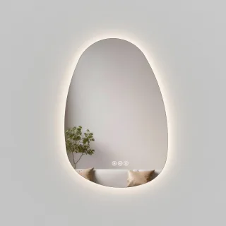 Emke Badspiegel, Transparent, Glas, Oval, 45x65x2.5 cm, Badezimmer, Badezimmerspiegel, Badspiegel