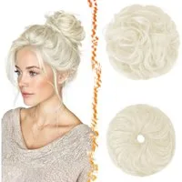 LuxusKollektion Kunsthaar-Extension Haarteil Messy Bun Dutt Haargummi Gummiband Damen Platinum Blond