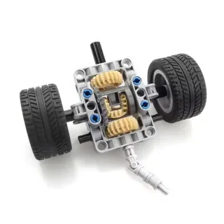 MOC Technical Differential with Wheels Rear Drive System Shock Absorbing Car Chassis Building Blocks Model