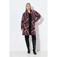 Ulla Popken Strickjacke Long-Strickjacke grafisches Muster Schalkragen