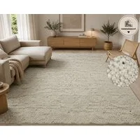 OTTO home Wollteppich Wolly, Wolle, rechteckig, Höhe: 14 mm, handgewebt, Handweb Teppiche, Skandi, Wohnzimmer, Schlafzimmer