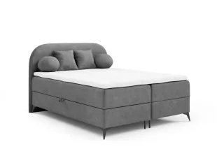 Boxspringbett Schlafzimmerbett GORGIA 180x200cm Stoff Jasmin Grau