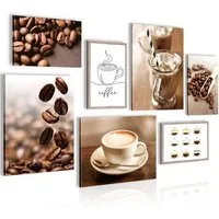 Novart Wandbild Wandbilder Küche Kaffee - AUFHÄNGFERTIG - Küchenbilder Obst 100x70 cm, Braun