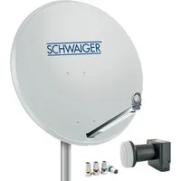 Schwaiger 714531 SAT-Antenne (80 cm, Aluminium, Quad LNB, hellgrau)