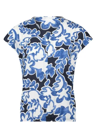 Betty & Co - Blusenshirt Weiß/Dunkelblau - Gr. - L