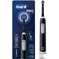 Oral-B Elektrische Zahnbürste PRO 1 Cross Action Black, Aufsteckbürsten: 1 St., mit Drucksensor & 3 Modi