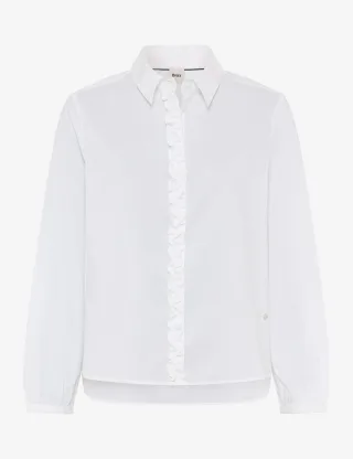 Brax Damen Hemd Style VIC FRILL white, weiß, Gr. 34