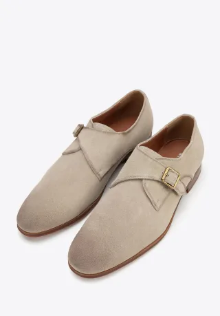 Wittchen Herren-Monk-Schuhe aus beigefarbenem Wildleder