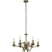 Licht-Erlebnisse Kronleuchter DEVON, ohne Leuchtmittel, in Messing Antik 6-flammig E14 Metall Modern Wohnzimmer