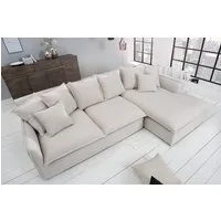 riess-ambiente Ecksofa HEAVEN 255cm natur - Flachgewebe, Pappelholz, inkl. Kissen, Federkern, Einzelartikel 1 Teile, L-Förmig & abnehmbarer Rundumbezug - Landhaus-Stil ideal f. Wohnzimmer