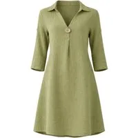 WENOR Tunikakleid Damen Musselin Bluse Sommerkleid V-Ausschnitt
