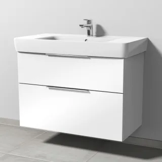 Sanipa 3way Waschtischunterbau zu Geberit Renova Plan Waschtisch mit 2 Auszügen, Weiß-Glanz UF88078