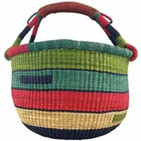 Einkaufskorb Bolga Korb - Techiman - Rund, Kunstvoll geflochtene Bolga Körbe – Charakterstücke voller Tradition