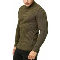 RedBridge Strickpullover Rollkragen Strickpullover mit Logopatch hoher Rollkrage