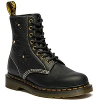 DR. MARTENS 1460 Pascal Flower Schnürboots, Blockabsatz, Stiefelette, 8-Eye Boots mit Flower Prägung