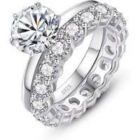 ROUGEMONT Memoirering Exquisiter zweiteiliger Moissanit Damen Ring 925 Sterling Silber