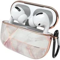 EAZY CASE Kopfhörer-Schutzhülle IMD Motiv Case kompatibel mit Apple AirPods Pro, Hardcover Stoßfest Fullcover Bumper mit Handschlaufe Rosa / Roségold