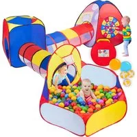 all Kids United Spielzelt Kinder Spielzelt mit Tunnel & Bällebad–XXL Pop-Up für drinnen&draußen (Bällebad, Krabbel-Tunnel & mehr (ohne Bälle), 5-tlg., XXL Spielland) Pop-Up Spiel-Haus